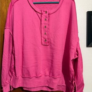 Source Unknown Fuchsia Button-Up Sweatshirt